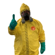 decontamination team member wearing PPE