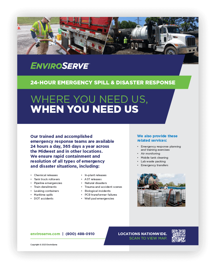 PICTURED: EnivroServe 24/7/365 Emergency Response Sell Sheet