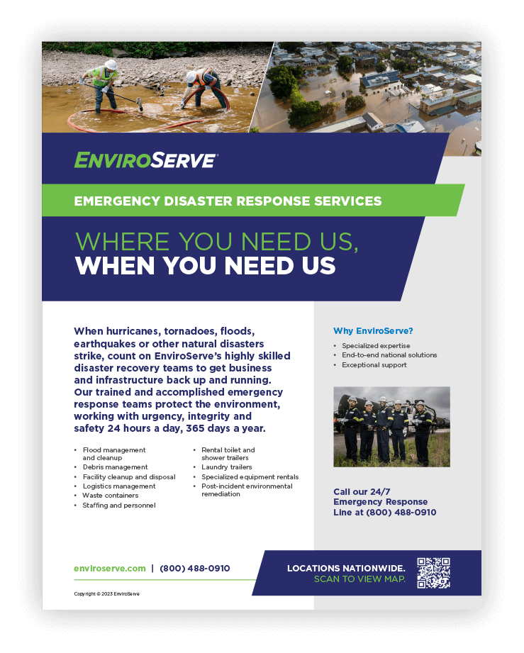 Pictured: EnviroServe Natural Disaster Response Sell Sheet