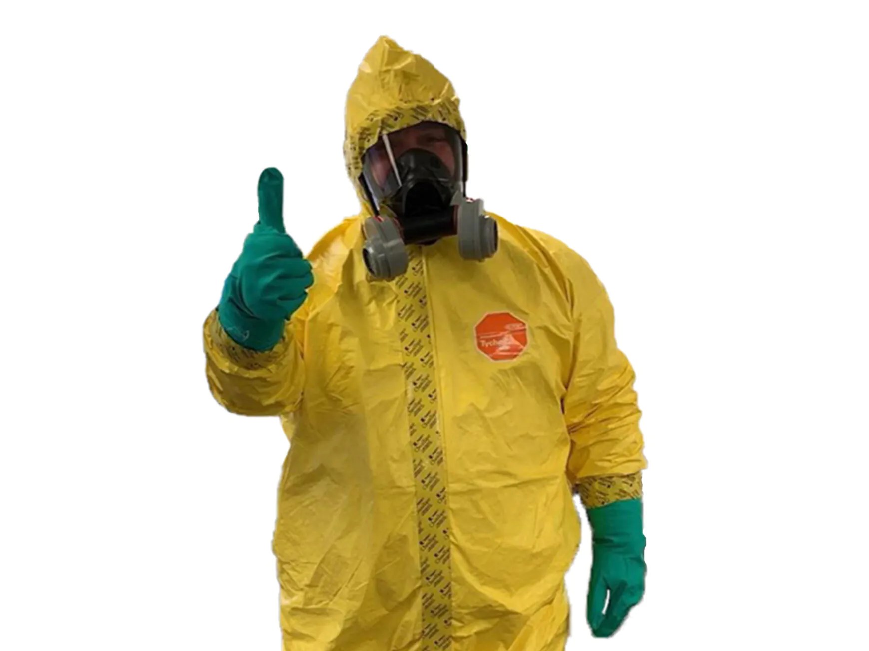 decontamination team member wearing PPE