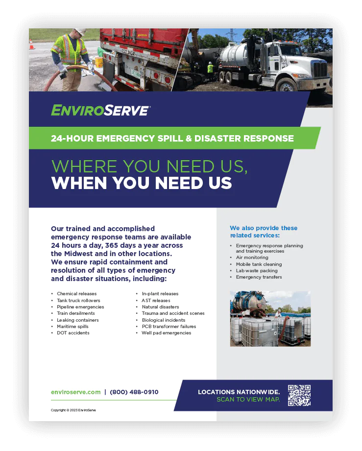 24-Hour-Emergency PICTURED: EnivroServe 24/7/365 Emergency Response Sell Sheet